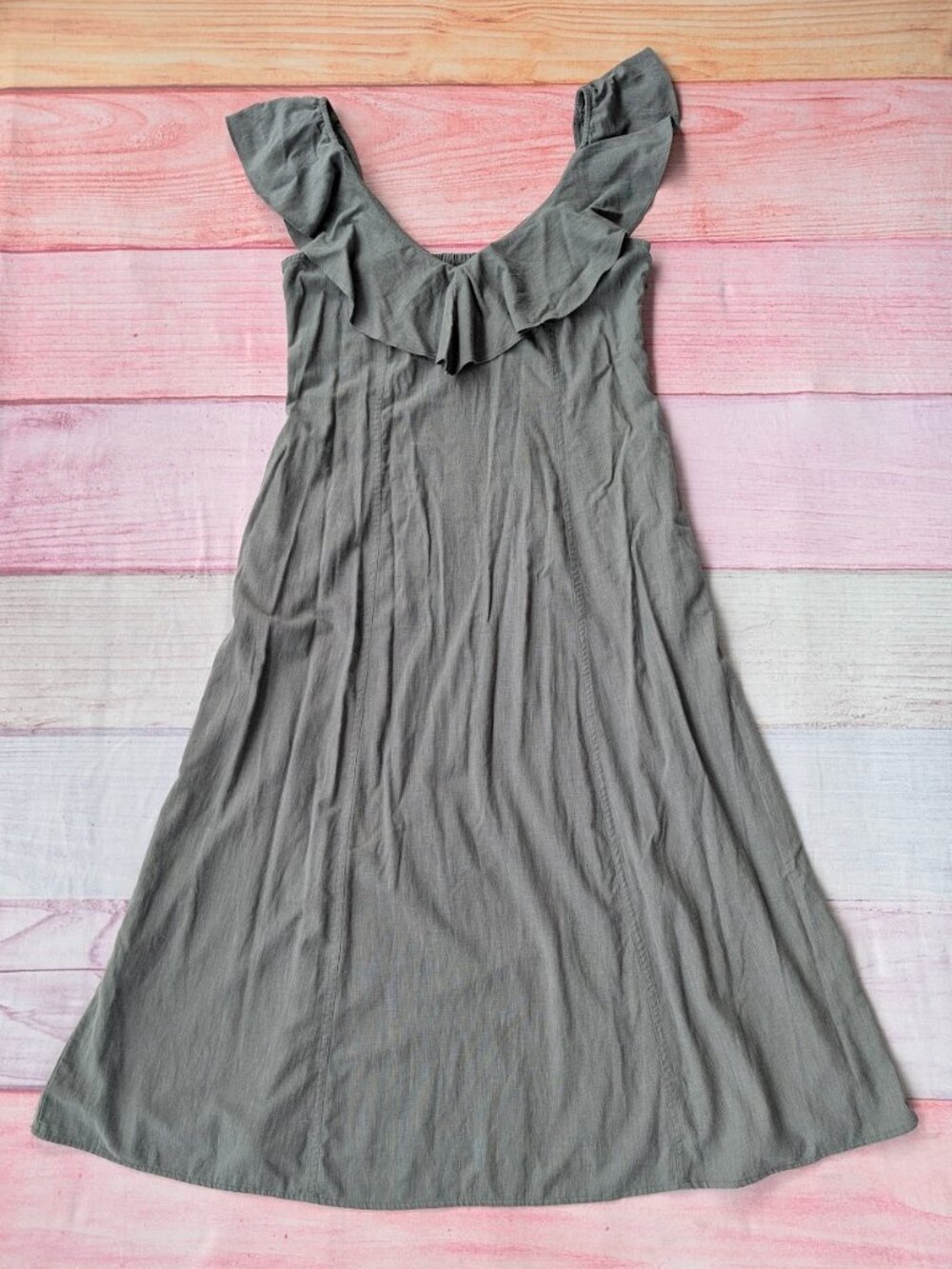 NWT Universal Thread Green Ruffle Midi Dress Large Cotton Blend - Picture 4 of 10